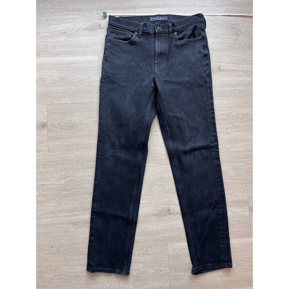 Everlane Uniform Jeans Mens 29x30 Black Dark Wash Denim Relaxed Fit Straight Leg